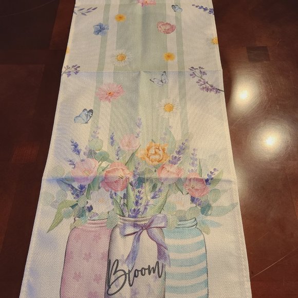 Floral Table Runner Spring Decor Summer Cottage Farmhouse Decorative Cloth 13x72 - Picture 3 of 11